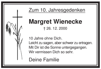 Traueranzeige von Margret Wienecke von WESTFÄLISCHER ANZEIGER