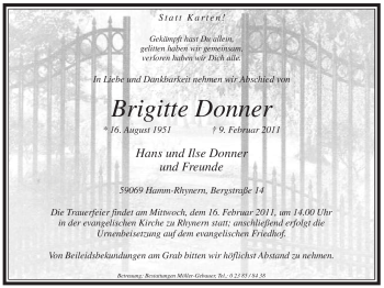Traueranzeige von Brigitte Donner von WESTFÄLISCHER ANZEIGER