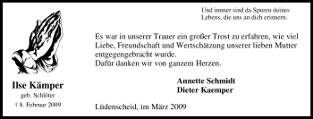 Traueranzeige von Ilse Kämper von WESTFÄLISCHER ANZEIGER
