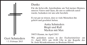 Traueranzeige von Gert Schnieders von MZV