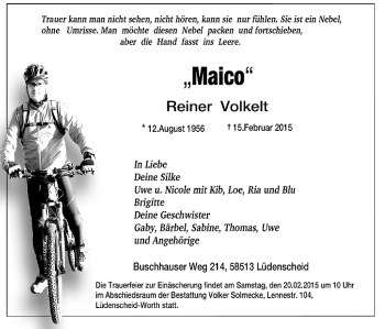 Traueranzeige von Reiner Volkert von MZV