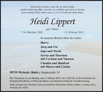 Traueranzeige von Heidi Lippert von MZV