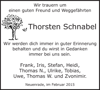 Traueranzeige von Thorsten Schnabel von MZV