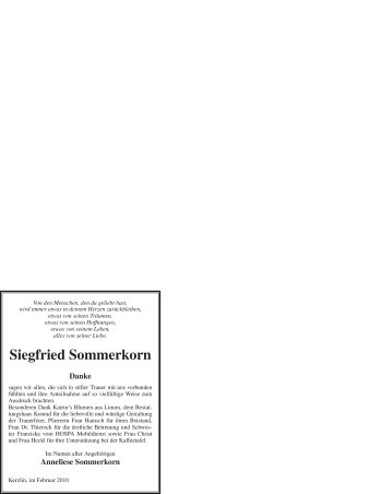 Traueranzeige von Siegfried Sommerkorn von WESTFÄLISCHER ANZEIGER