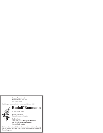 Traueranzeige von Rudolf Baumann von WESTFÄLISCHER ANZEIGER