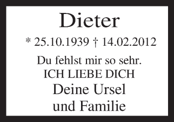 Traueranzeige von Dieter  von MZV