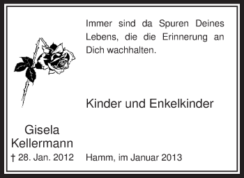 Traueranzeige von Gisela Kellermann von MZV