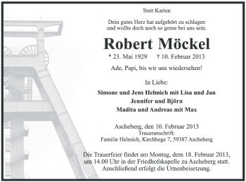 Traueranzeige von Robert Möckel von MZV