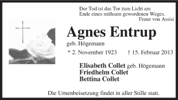 Traueranzeige von Agnes Entrup von MZV