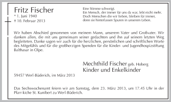 Traueranzeige von Fritz Fischer von MZV