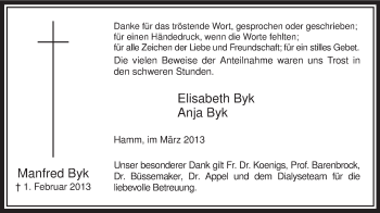 Traueranzeige von Manfred Byk von MZV