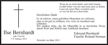 Traueranzeige von Ilse Bernhardt von MZV