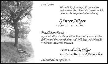 Traueranzeige von Günter Hilger von MZV