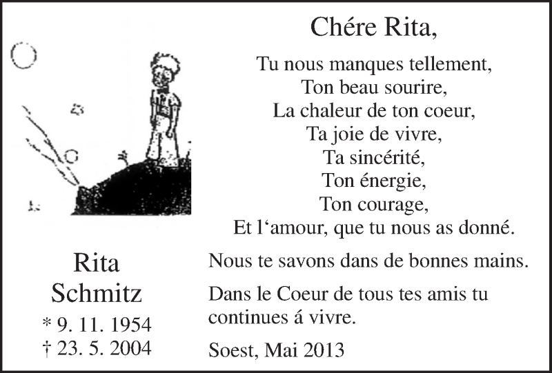  Traueranzeige für Rita Schmitz vom 23.05.2013 aus MZV