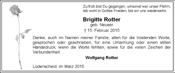 Traueranzeige von Brigitte Rotter von MZV