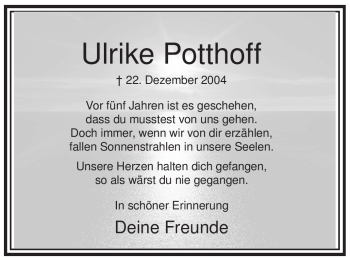 Traueranzeige von Ulrike Potthoff von WESTFÄLISCHER ANZEIGER