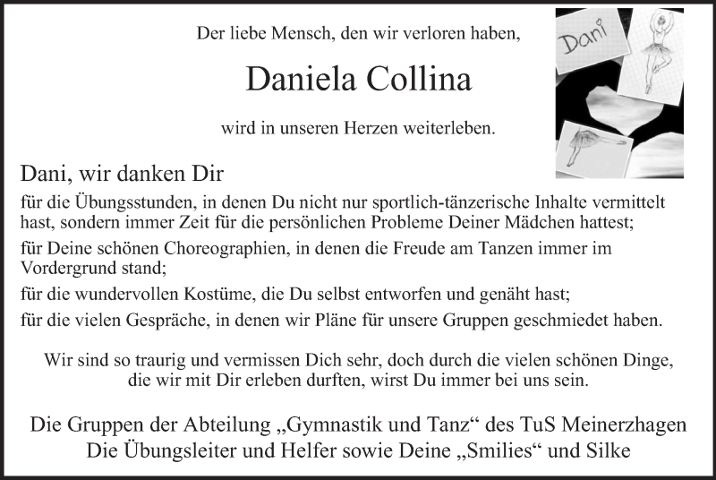  Traueranzeige für Daniela Collina vom 17.10.2013 aus MZV