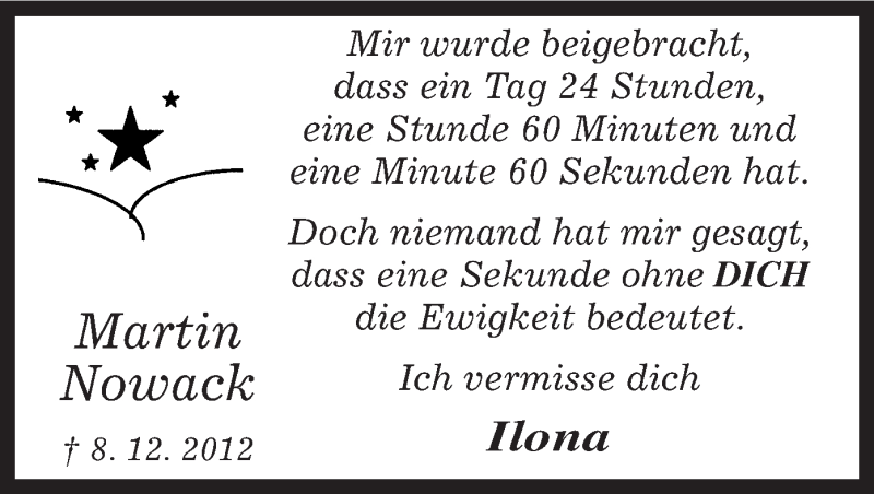 Traueranzeige für Martin Nowack vom 07.12.2013 aus MZV
