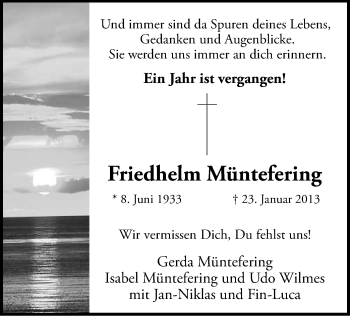 Traueranzeige von Friedhelm Müntefering von MZV