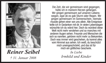 Traueranzeige von Reiner Seibel von MZV