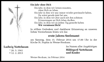 Traueranzeige von Ludwig Nottebaum von MZV