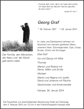 Traueranzeige von Georg Graf von MZV