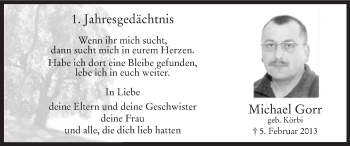Traueranzeige von Michael Gorr von MZV