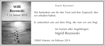 Traueranzeige von Willi Rozowski von MZV