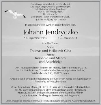 Traueranzeige von Johann Jendryczko von MZV