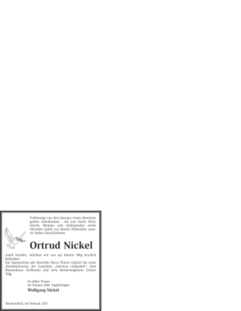 Traueranzeige von Ortrud Nickel von WESTFÄLISCHER ANZEIGER
