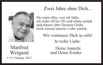 Traueranzeige von Manfred Weigand von MZV