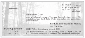 Traueranzeige von Bruno Oppermann von WESTFÄLISCHER ANZEIGER