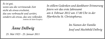 Traueranzeige von Änne Dellwig von WESTFÄLISCHER ANZEIGER