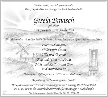 Traueranzeige von Gisefa Braasch von MZV