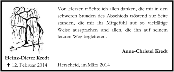Traueranzeige von Heinz-Dieter Kredt von MZV