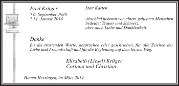 Traueranzeige von Fred Krüger von MZV
