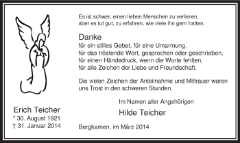Traueranzeige von Erich Teicher von MZV