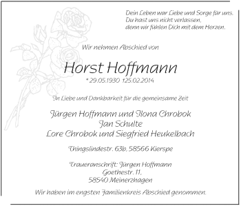 Traueranzeige von Horst Hofmann von MZV