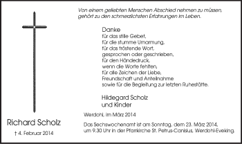 Traueranzeige von Richard Scholz von MZV