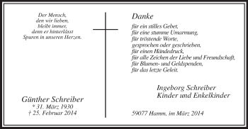 Traueranzeige von Günther Schreiber von MZV
