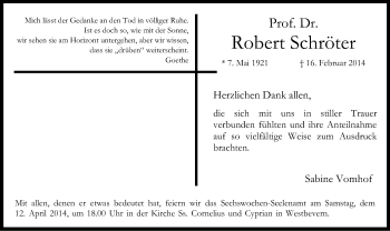 Traueranzeige von Robert Schröter von MZV