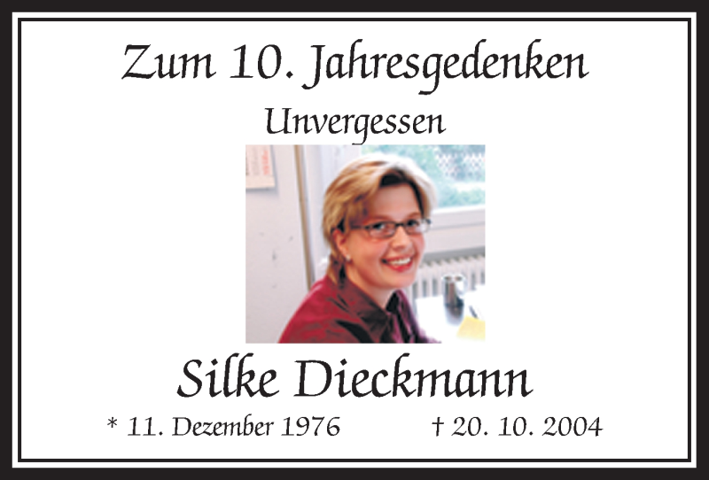  Traueranzeige für Silke Dieckmann vom 30.10.2014 aus MZV