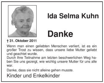 Traueranzeige von Ida Selma Kuhn von WESTFÄLISCHER ANZEIGER