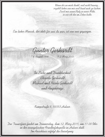Traueranzeige von Günter Gerhardt von MZV