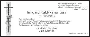 Traueranzeige von Julia Kaldyka von MZV