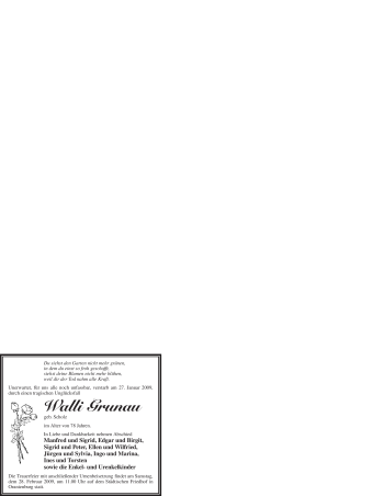 Traueranzeige von Walli Grunau von WESTFÄLISCHER ANZEIGER