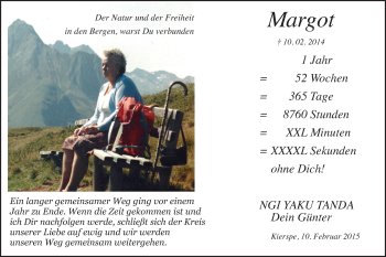Traueranzeige von Margot Riedel von MZV