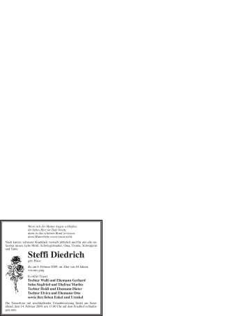 Traueranzeige von Steffi Diedrich von WESTFÄLISCHER ANZEIGER