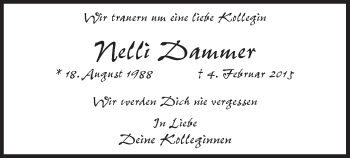 Traueranzeige von Nelli Dammer von MZV
