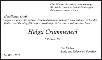 Traueranzeige von Helga Crummenerl von WESTFÄLISCHER ANZEIGER